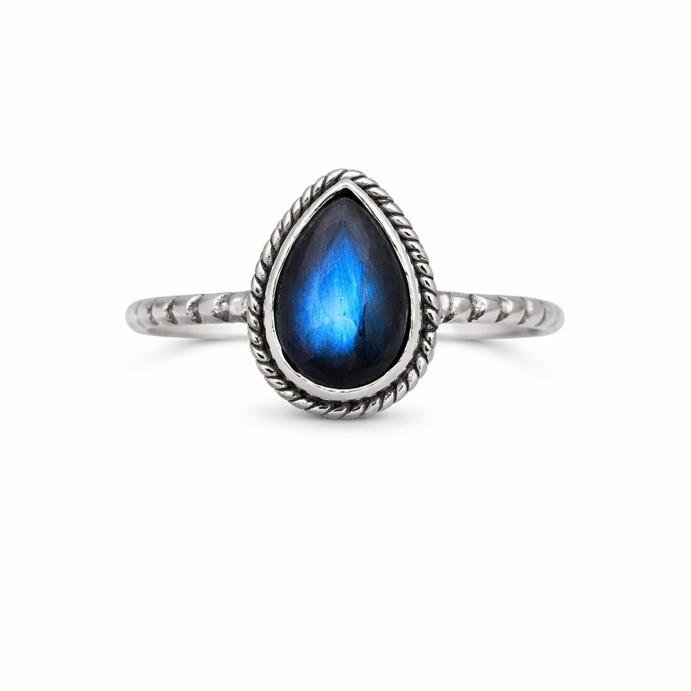 S925 Labradorite Teardrop Ring